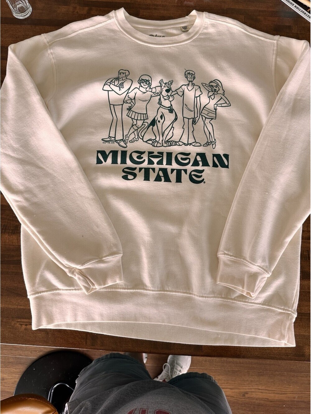 Michigan State Scooby Do Mash Up Sweatshirt Women’s Large Ivory/ Green NWOT